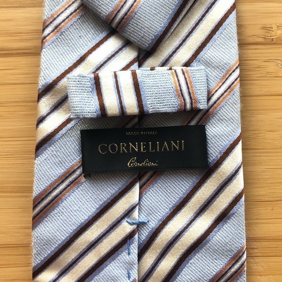 Corneliani Silk Tie In Light Blue & Cream